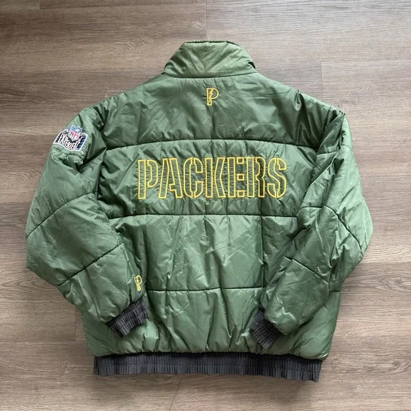 Vintage Pro Player Green Bay Packers NFL Reversible Puffer‎ Jacket XL - Picture 7 of 10